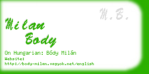 milan body business card